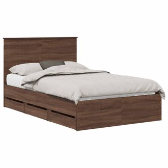 vidaXL Estructura De Cama Roble Marr&oacute;n 120 X 190 Cm Madera Ingenieril Vidaxl