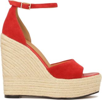 Kazar Rode platform sandalen met hak - Dames - Sleehakken - Rood - 37 EU - Leer - Schoenen