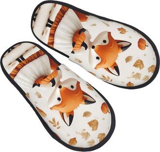 Generic Plush House Slipper Thanksgiving Day Punmpkin print Cotton Slipper Warm Womens Slippers for Winter Travel Hotels M