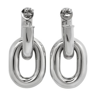 Paco Rabanne Womens Xl Link Hoops Earring Paco Silver Brass Metal Jewelry-Watches Earrings