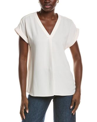 Jones New York V-Neck Extend Roll Cuff Blouse