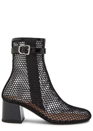Alaia Fishnet 55 Patent Leather Ankle Boots - Black - 41 (IT41/ UK8)