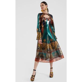 La DoubleJ Farfalla Dress in Philae Plac&eacute;e Multicolor at Nordstrom, Size X-Large It