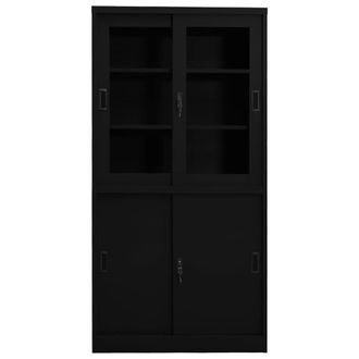 Berkfield Home Office Cabinet with Sliding Door Black 90x40x180 cm Steel | Size: 90 x 40 x 180 cm