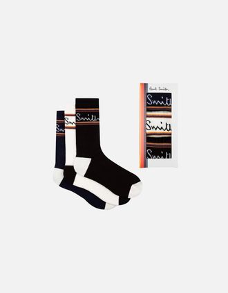 Paul Smith Mens Paul Smith 3-Pack Logo Sport Socks, Gift Set