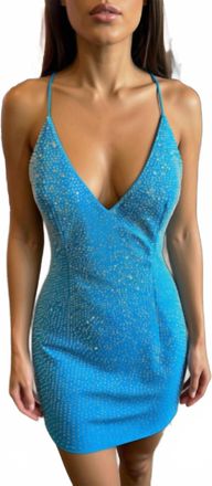 Alyce Paris Short Hotstone Dress In Lagoon