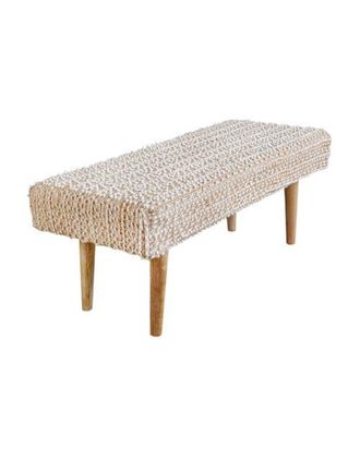 Anaya with Love Natural Boucle Handwoven Bench in Beige at Nordstrom
