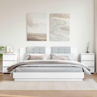 vidaXL Vidaxl - Mesitas De Noche 2 Uds Madera Contrachapada Blanco 40x35x62,5cm