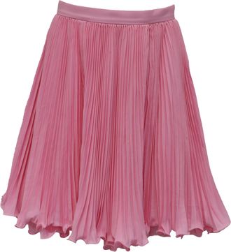 Balmain Pleated Ruffled Mini Skirt in Pink Polyester