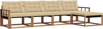 vidaXL Conjunto De Sof&aacute;s De Exterior 5 Uds. Natural Y Beige Vidaxl