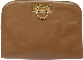 Ferragamo Gancini Brown Leather Shoulder Bag (Pre-Owned)