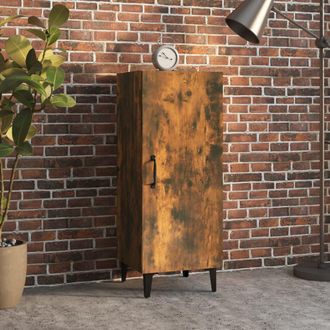 vidaXL Aparador Madera Contrachapada Roble Ahumado 34,5x34x90 Cm Vidaxl