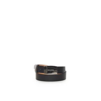 Dsquared2 Belts, male, Black, Size: 105 CM Black Logo Plaque Buckle Belt