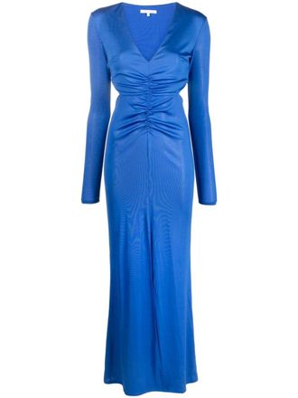 Patrizia Pepe open-back ruched maxi dress - women - Elastane/Polyester - I - Blue