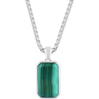 Effy Mens Sterling Silver Malachite Pendant Necklace in Green at Nordstrom Rack, Size 22