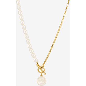 Dower & Hall Timeless Keshi Pearl Drop Chain Necklace in Yellow Gold Vermeil at Nordstrom, Size 18