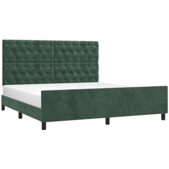 vidaXL Vidaxl - Estructura Cama Sin Colch&oacute;n Terciopelo Verde Oscuro 160x200 Cm