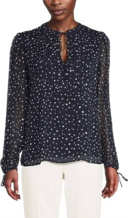 Tommy Hilfiger Tie-Front Popover Blouse In Midnight Ivory
