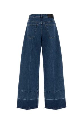 Givenchy Womens Raw Edge Wide Leg Denim Trousers Mediumblue Pantaloni