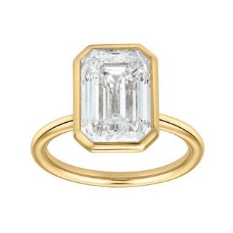 LuvMyJewelry Solaire 14K Gold Emerald Cut Lab Grown Diamond Bezel Solitaire Engagement Ring - 5 Cts in 14K Yellow Gold at Nordstrom