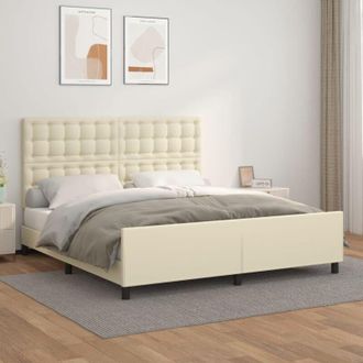 vidaXL Vidaxl - Estructura De Cama Sin Colch&oacute;n Cuero Sint&eacute;tico Crema 160x200 Cm