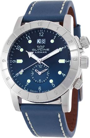 Glycine Airman Contemporary GMT Quartz Blue Dial Mens Watch GL0151