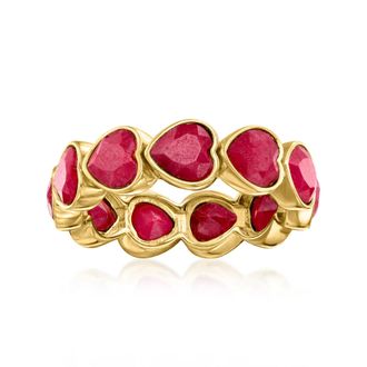 Ross-Simons Ruby Heart Ring in 18kt Gold Over Sterling