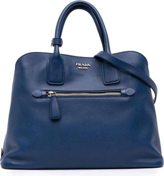 Prada Pre-owned Handbags, female, Blue, Size: ONE SIZE Pre-owned Top Handle Bag