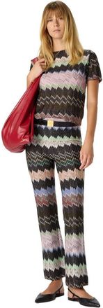 Missoni Snake-pattern Viscose Lam&eacute; Cropped Trousers in Green& Brown at Nordstrom, Size 42 It