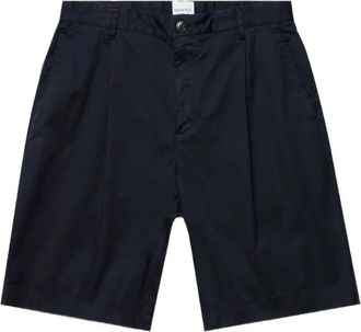 Sunspel Pleated Twill Short - Heren - Korte Broeken - Blauw - W30 - Katoen - Korte Broeken