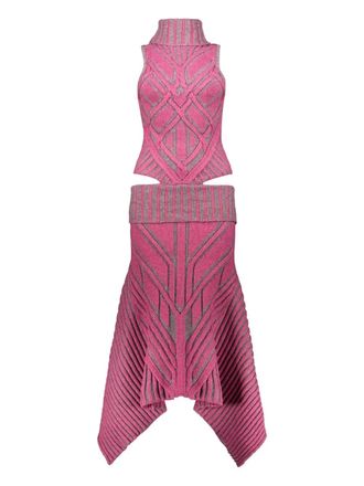 Paolina Russo virgin wool-blend dress - Pink