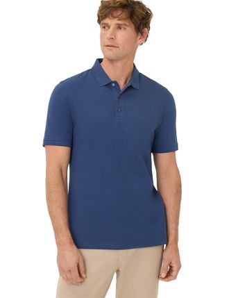 Brax blauwe poloshirt Brax korte mouw 3 knopen normale fit