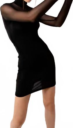 Amylynn Luna Mesh High Neck Mesh Mini Dress In Black