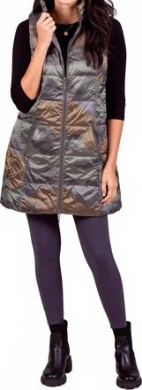 Anorak Long Nylon Down Vest - Plus In Silver Camouflage