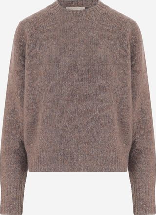 Allude Beige Knit Pattern Ribbed Cuffs Cashmere Sweater