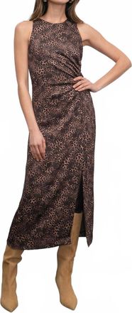 Greylin Marli Ruched Tie Front Midi Dress In Brown