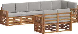 vidaXL Conjunto De Sof&aacute;s De Exterior 8 Uds. Natural Y Gris Claro Vidaxl