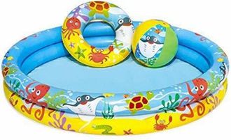 Trade Shop Trade Shop - Piscina 2 Anelli Per Bambini Barriera Corallina 122x20cm Palla Salvagente 51124