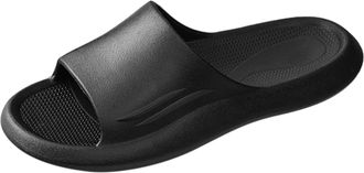 Generic Fashion Spring and Summer Men Slippers Home Bathroom Non Slip Flat Slip On Open Toe Comfortable and Light Mens Slippers Size 14 (Black, 8.5)