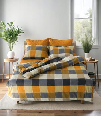 Blanc Avenue Juego de funda de edred&oacute;n 200x200 cm+ 2 FA 65x65 cm franela de algod&oacute;n