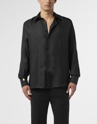 Billionaire Boys Club Silk Gold Cut Shirt All-Over Crest Men in Black at Nordstrom, Size Xxx-Large