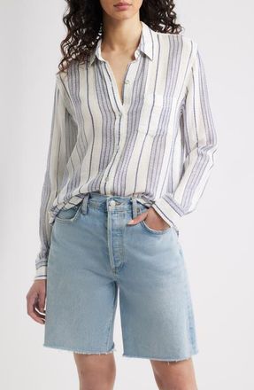Rails Charli Stripe Linen Blend Button-Up Shirt in Salino Stripe at Nordstrom, Size Xx-Large