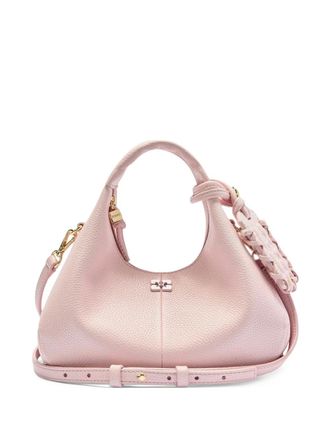 Ganni logo-detail charm tote bag - women - Calf Leather - One Size - Pink