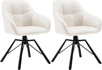 Woltu 2x Silla De Comedor Decorativas Tapizadas En Terciopelo Transpirable Con Respaldo Ergon&oacute;mico Reposabrazos Y Patas De Metal 58x54x82 Cm Crema A - Woltu