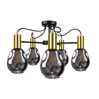 Netlighting Kari Multi Arm Semi Flush Ceiling Light Black Gold 60cm 5x E27