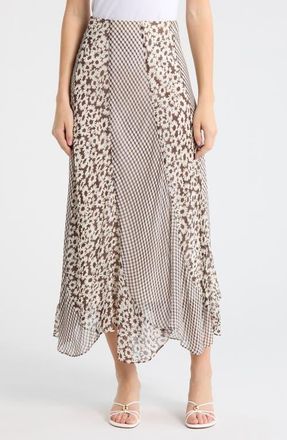 Rails Felina Mixed Print Midi Skirt in Espresso Daisy Gingham Mix at Nordstrom, Size X-Large