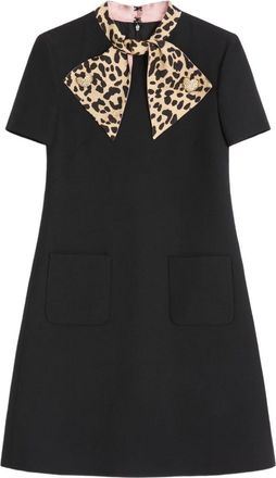 Valentino Garavani Short-sleeve Dress With Black Leopard Bow