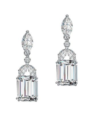 Genevive Silver Cz Drop Earrings