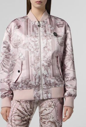 Philipp Plein Bomber in raso con stampa Butterfly Tattoo