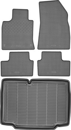 OEM Renault Clio V Hatchback A Partir De 2019 Set - Alfombrillas De Goma Para Coche + Alfombrilla Para Maletero